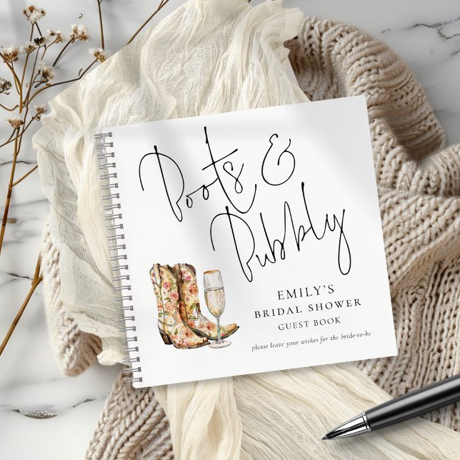 Elegant Boots Bubbly Bridal Shower Guest Book (Creator Uploaded)