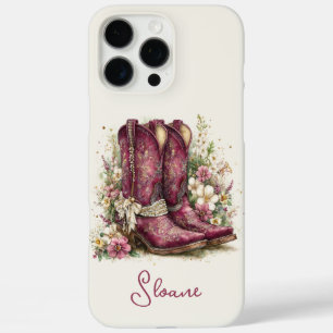 Elegant Boots with Flowers Monogrammed iPhone 16 Pro Max Case