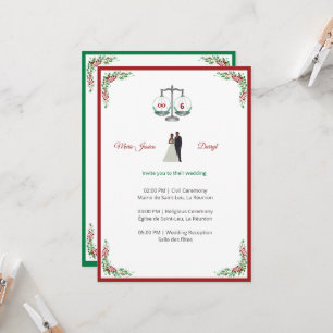 Elegant Bordeaux Emerald Scale Wedding Invitation
