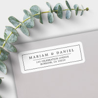 Elegant Border Black Minimalist Return Address