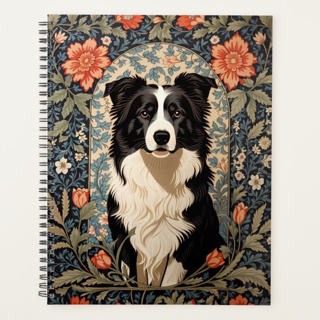 Elegant Border Collie William Morris Inspired Planner (Front)