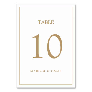 Elegant Border Gold Wedding Table Number