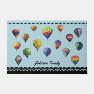 Elegant Border Hot Air Balloon Light Blue Door Mat
