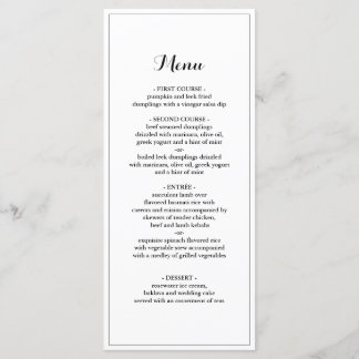 Elegant Border Minimalist Wedding Dinner Menu