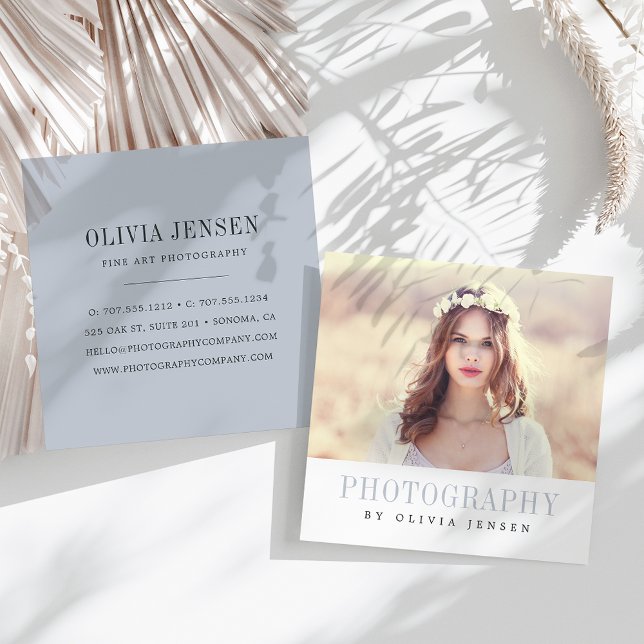 Elegant Border | Photographer Square Business Card (Creator Uploaded)