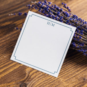 Elegant Border Simple Monogram Note Card 