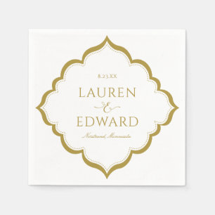 Elegant Border Wedding Cocktail Napkins  (Gold)