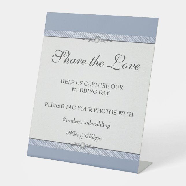 Elegant Border Wedding Poster  Pedestal Sign (Front)