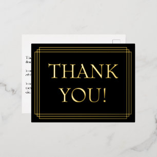 Elegant, Bordered “THANK YOU” Foil Postcard
