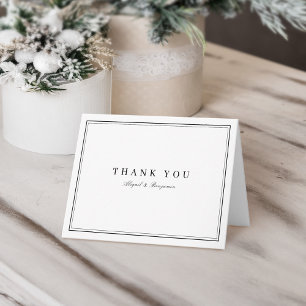 Elegant borders black white minimalist thank you card