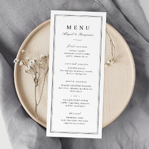 Elegant borders black & white minimalist wedding menu