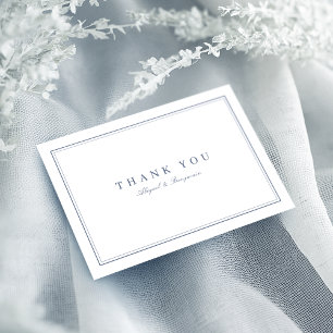 Elegant borders dusty blue minimalist thank you card