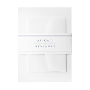 Elegant borders dusty blue minimalist wedding invitation belly band