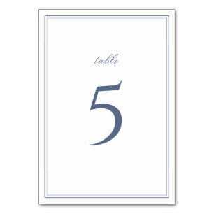 Elegant borders dusty blue minimalist wedding table number