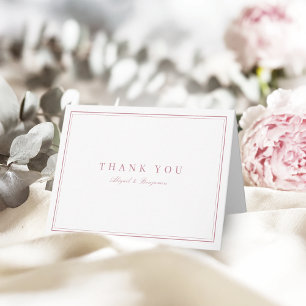 Elegant borders dusty rose minimalist thank you card