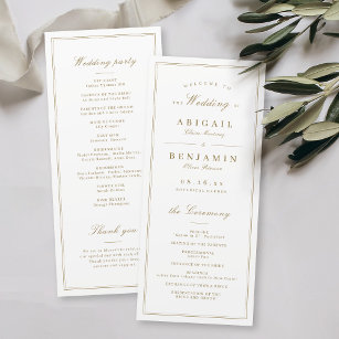 Elegant borders gold classy minimalist wedding programme