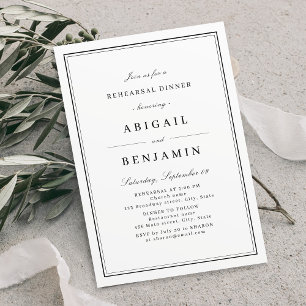 Elegant borders gold minimalist rehearsal dinner invitation