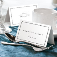 Elegant Borders Minimalist Foldable Place Card