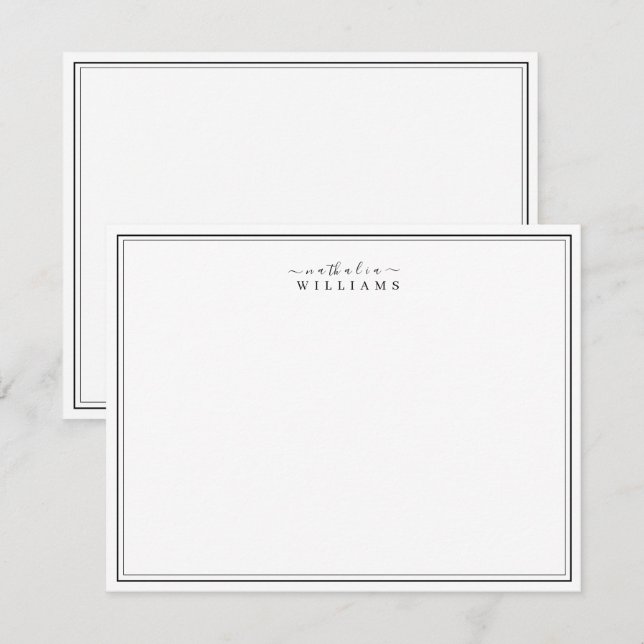 Elegant borders minimalist personalised monogram card (Front/Back)
