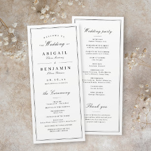 Elegant borders minimalist wedding program programme