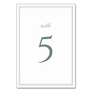 Elegant borders sage green minimalist wedding table number