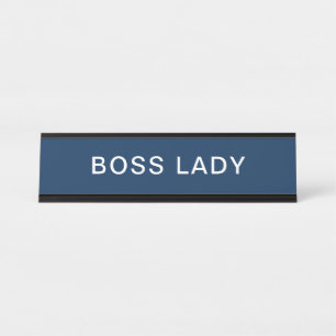 Elegant Boss Lady in Navy Blue  Desk Name Plate