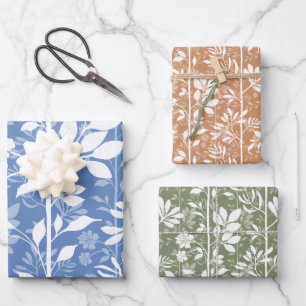 Elegant Botanic Climbing Vines White Silhouette Wrapping Paper Sheet