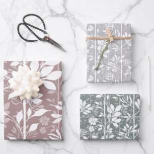 Elegant Botanic Climbing Vines white silhouette Wrapping Paper Sheet