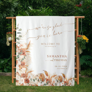 Elegant Botanic Greenery Wedding welcome backdrop Tapestry