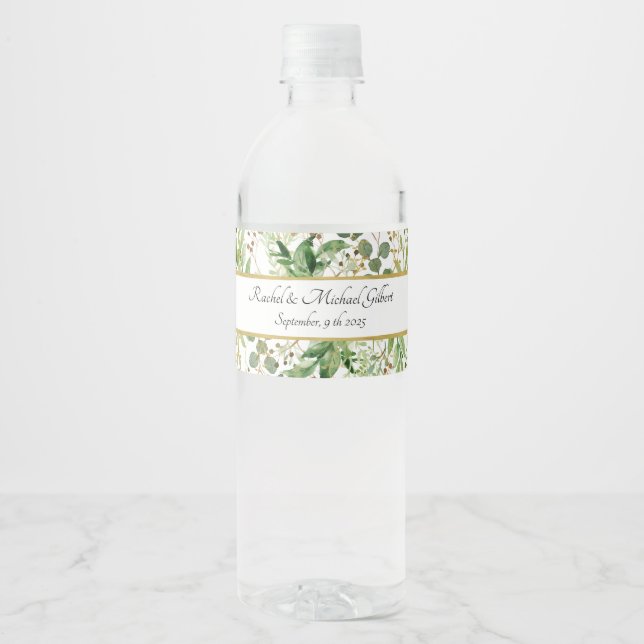 Elegant Botanic Water Bottle Label (Front)