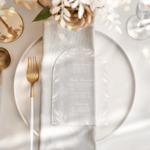 Elegant Botanical Acrylic Wedding Reception Menu Invitations