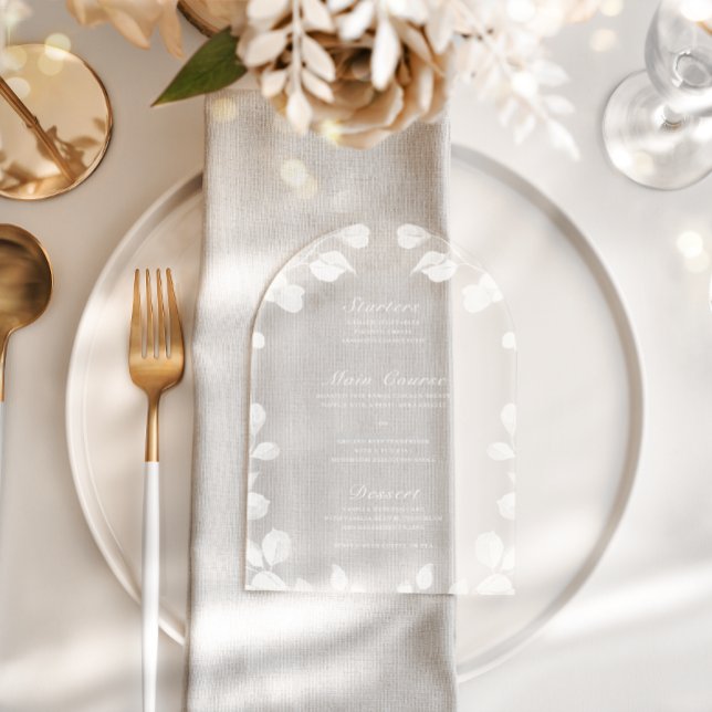 Elegant Botanical Acrylic Wedding Reception Menu Invitations (Creator Uploaded)