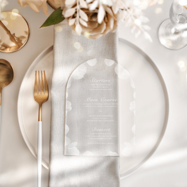 Elegant Botanical Acrylic Wedding Reception Menu Invitations (Creator Uploaded)