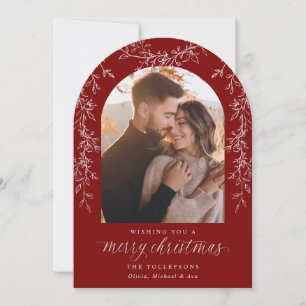 Elegant Botanical Arch Photo Christmas Holiday Card