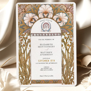 Elegant Botanical Art Nouveau Floral Wedding Invitation