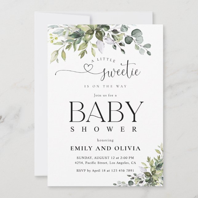 Elegant Botanical Baby Shower Invitation (Front)