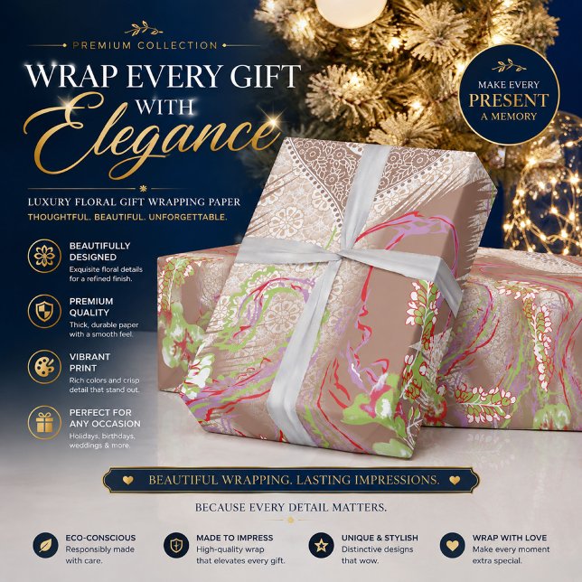 Elegant Botanical Baby Shower Wrapping Paper (Creator Uploaded)