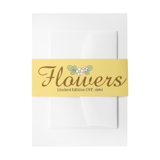 Elegant botanical background yellow pink invitation belly band