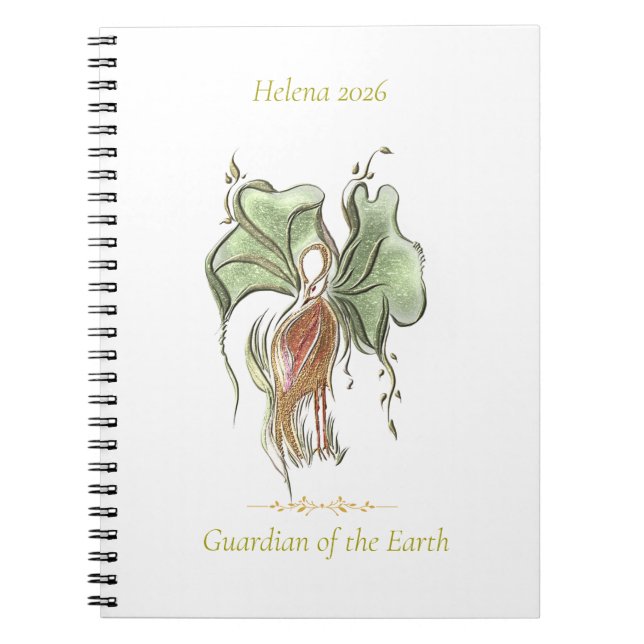 Elegant Botanical Bird  Notebook (Front)
