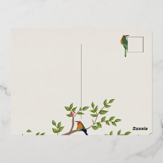 Elegant Botanical Bird Wedding Invitation
