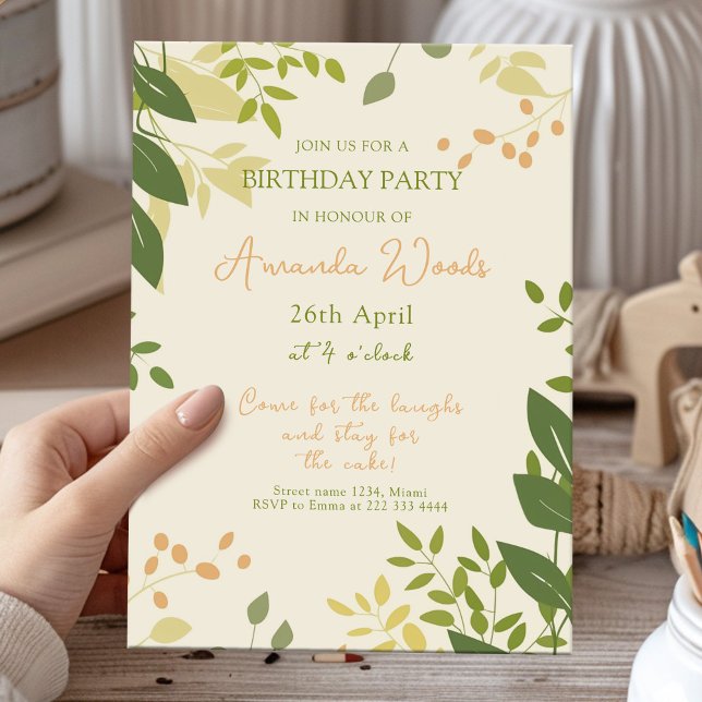 Elegant Botanical Birthday Party Invitation (Creator Uploaded)