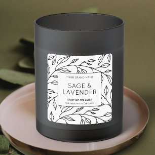 Elegant Botanical Black & White Product Jar Label