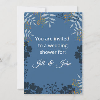 Elegant Botanical Blue Wedding Shower Invitation