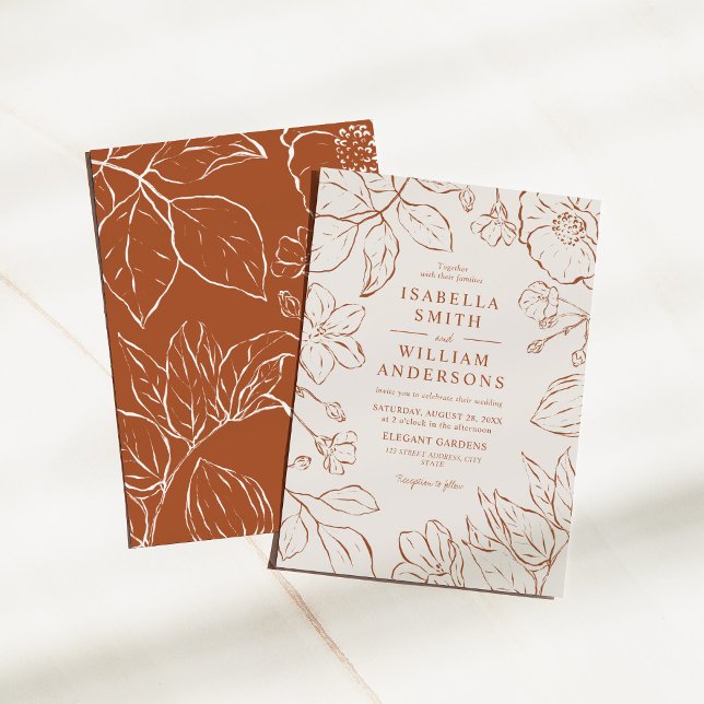 Elegant Botanical Boha Terracotta Wedding Invitation (Creator Uploaded)
