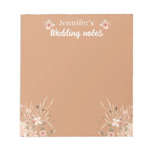 elegant botanical boho brown wedding notepad