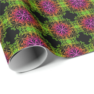 Elegant botanical boho colourful mandala  wrapping paper