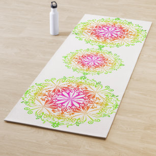 Elegant botanical boho colourful mandala  yoga mat