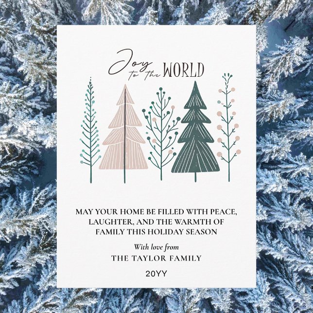 Elegant Botanical Boho Joy Christmas Tree Holiday Postcard (Elegant Botanical Boho Joy Christmas Tree Holiday Postcard
)