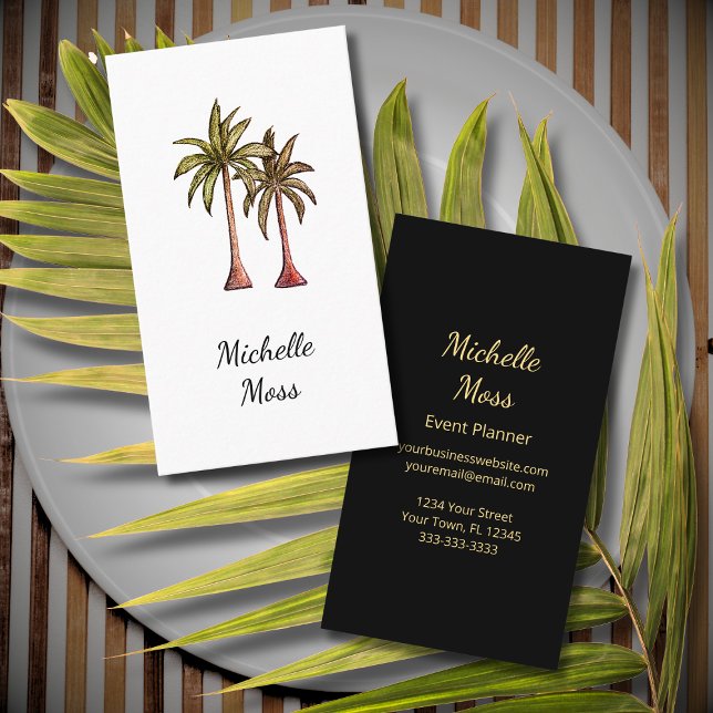 Elegant Botanical Boho Tropical Palm Trees  Business Card (Creator Uploaded)