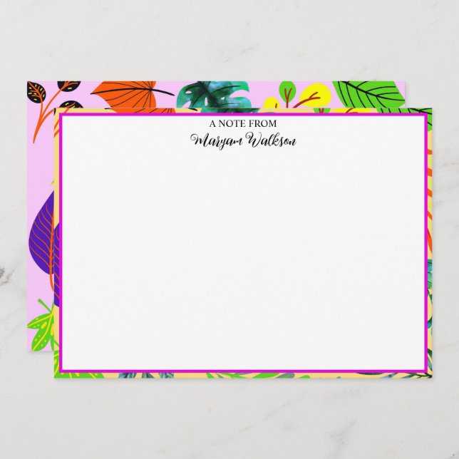 Elegant Botanical Border with Name - Floral Frame Card (Front/Back)